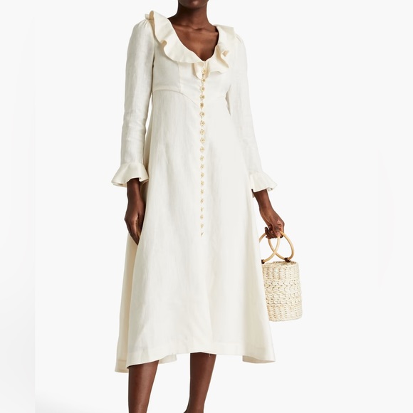 zimmermann daisy linen midi white dress - Picture 4 of 8